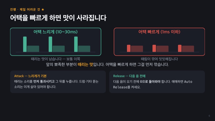 수업 슬라이드 예시 — 컴프레서 어택 설정